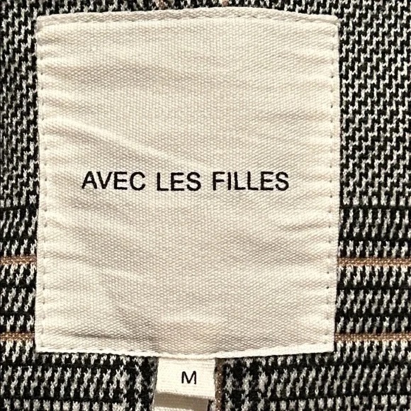 Avec Les Filles Plaid Relaxed Fit Longline Blazer Jacket Gray Tan Size Medium - Picture 5 of 11